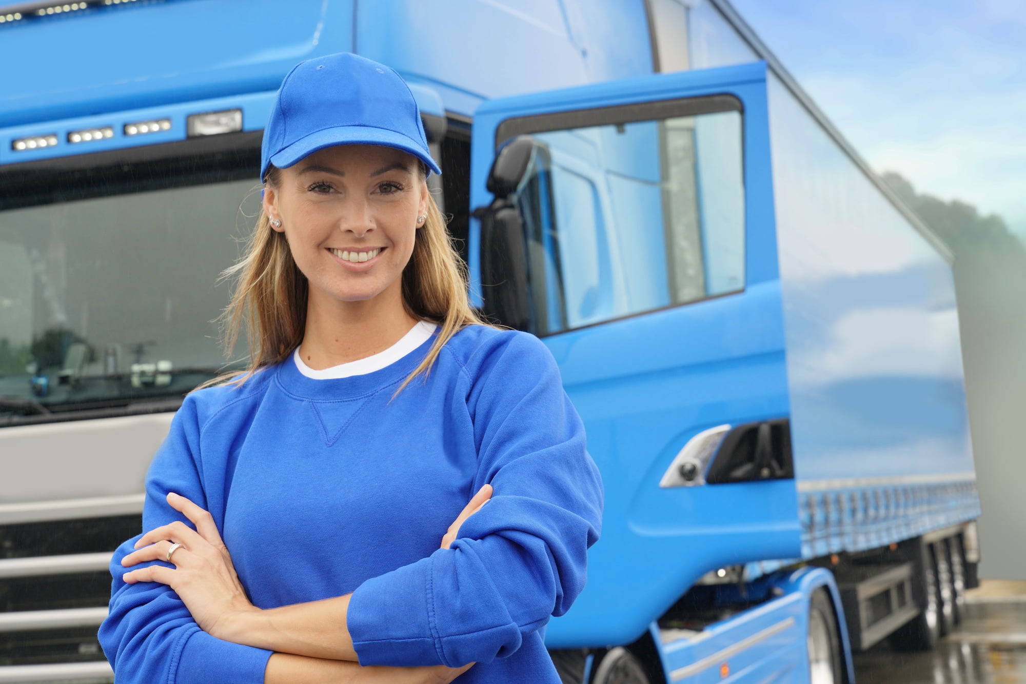 smiling truck driver woman
